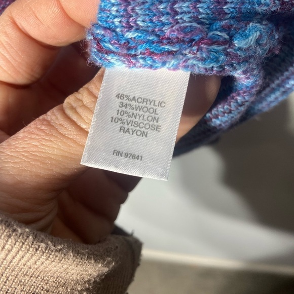 J.jill Sweater Top Women's Size S Purple/Blue Ombre Striped Wool Blend Warm Cozy - Picture 6 of 12